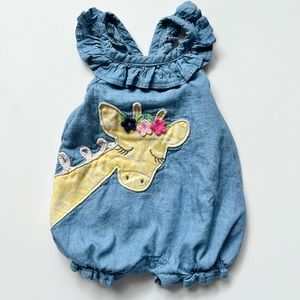 Mud Pie Giraffe Chambray Romper